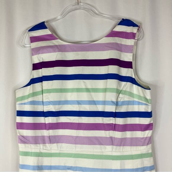Talbots RSVP Striped A-Line Pleated Sleeveless Dress Womens Plus Size 16 - Picture 2 of 7